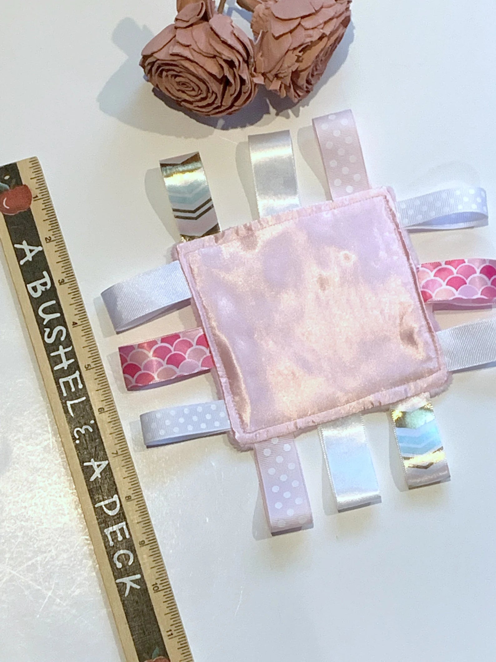 Pocket Size Sensory Lovey 5" size made from Satin & Minky or Luxe Fur with Ribbon Tags for Comfort and Sensory calming or Toy for Kids through Adults