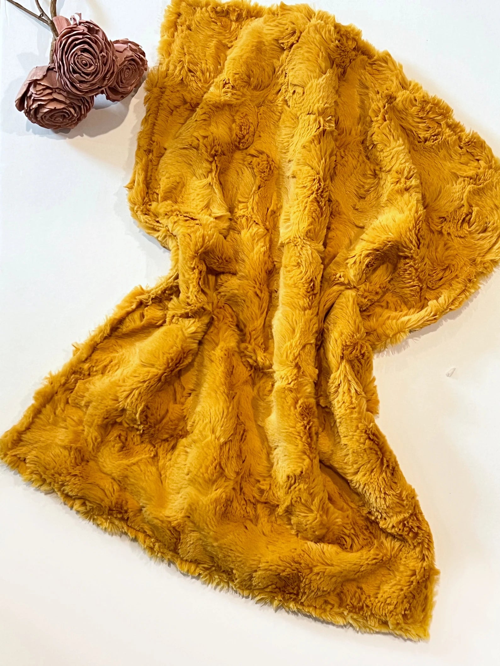 Double-Sided Luxe Fur Lovey Blanket – Sensory Security Comfort Blanket for Baby, Child, Teen & Adult – Personalized Minky Lovey with Tag Option