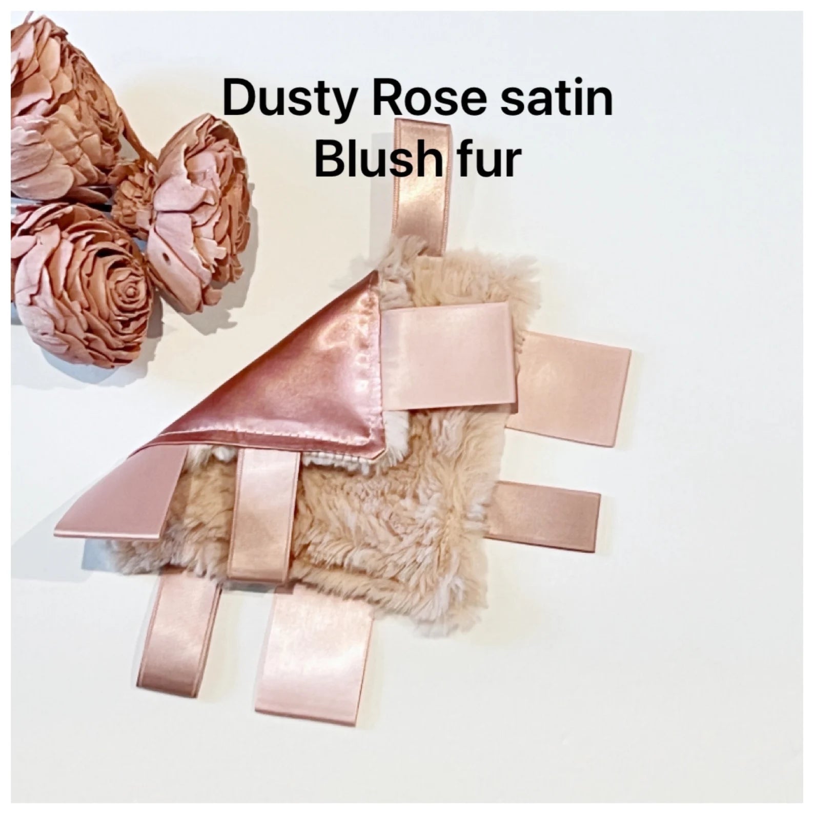 Pocket Size Sensory Lovey 5" size made from Satin & Minky or Luxe Fur with Ribbon Tags for Comfort and Sensory calming or Toy for Kids through Adults