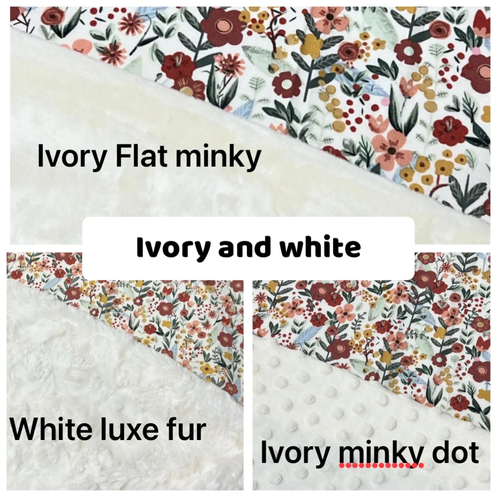 Boho Floral Baby Girl Lovey Blanket – 18" Security Blanket with Minky or Luxe Fur Backing – Personalized Baby Lovey Gift