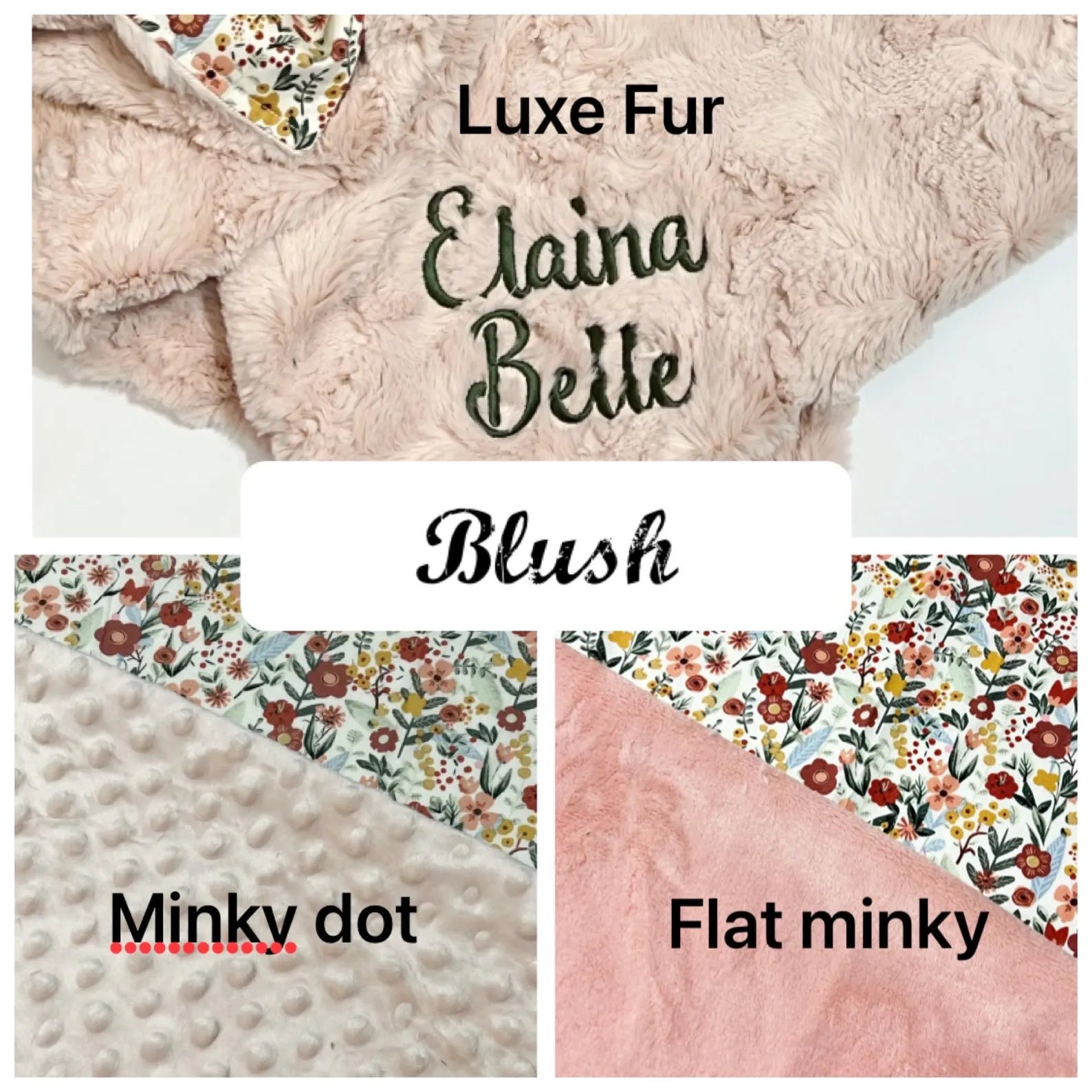 Boho Floral Baby Girl Lovey Blanket – 18" Security Blanket with Minky or Luxe Fur Backing – Personalized Baby Lovey Gift
