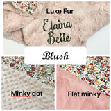 Boho Floral Baby Girl Lovey Blanket – 18" Security Blanket with Minky or Luxe Fur Backing – Personalized Baby Lovey Gift
