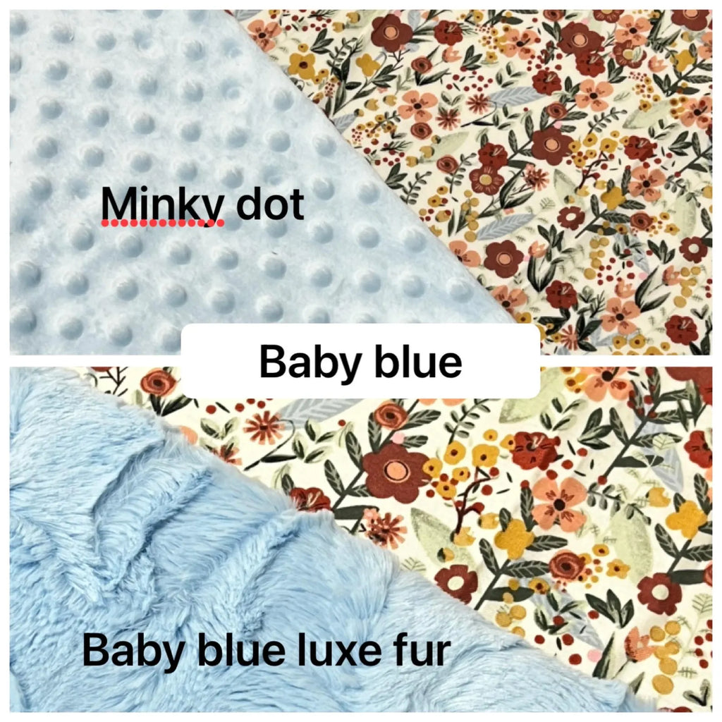 Boho Floral Baby Girl Lovey Blanket – 18" Security Blanket with Minky or Luxe Fur Backing – Personalized Baby Lovey Gift