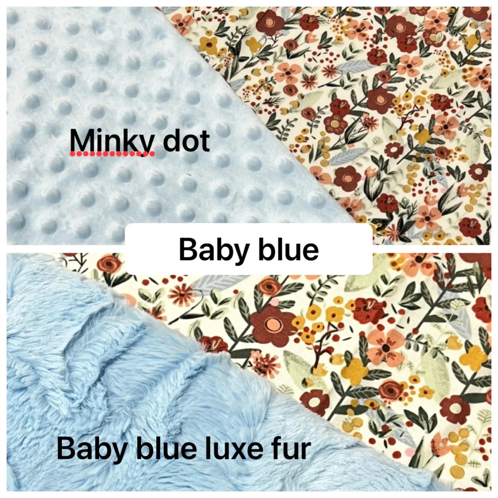 Boho Floral Baby Girl Lovey Blanket – 18" Security Blanket with Minky or Luxe Fur Backing – Personalized Baby Lovey Gift