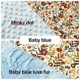 Boho Floral Baby Girl Lovey Blanket – 18" Security Blanket with Minky or Luxe Fur Backing – Personalized Baby Lovey Gift