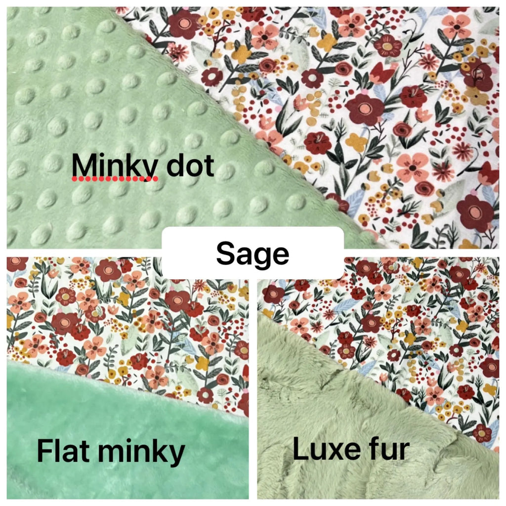 Boho Floral Baby Girl Lovey Blanket – 18" Security Blanket with Minky or Luxe Fur Backing – Personalized Baby Lovey Gift