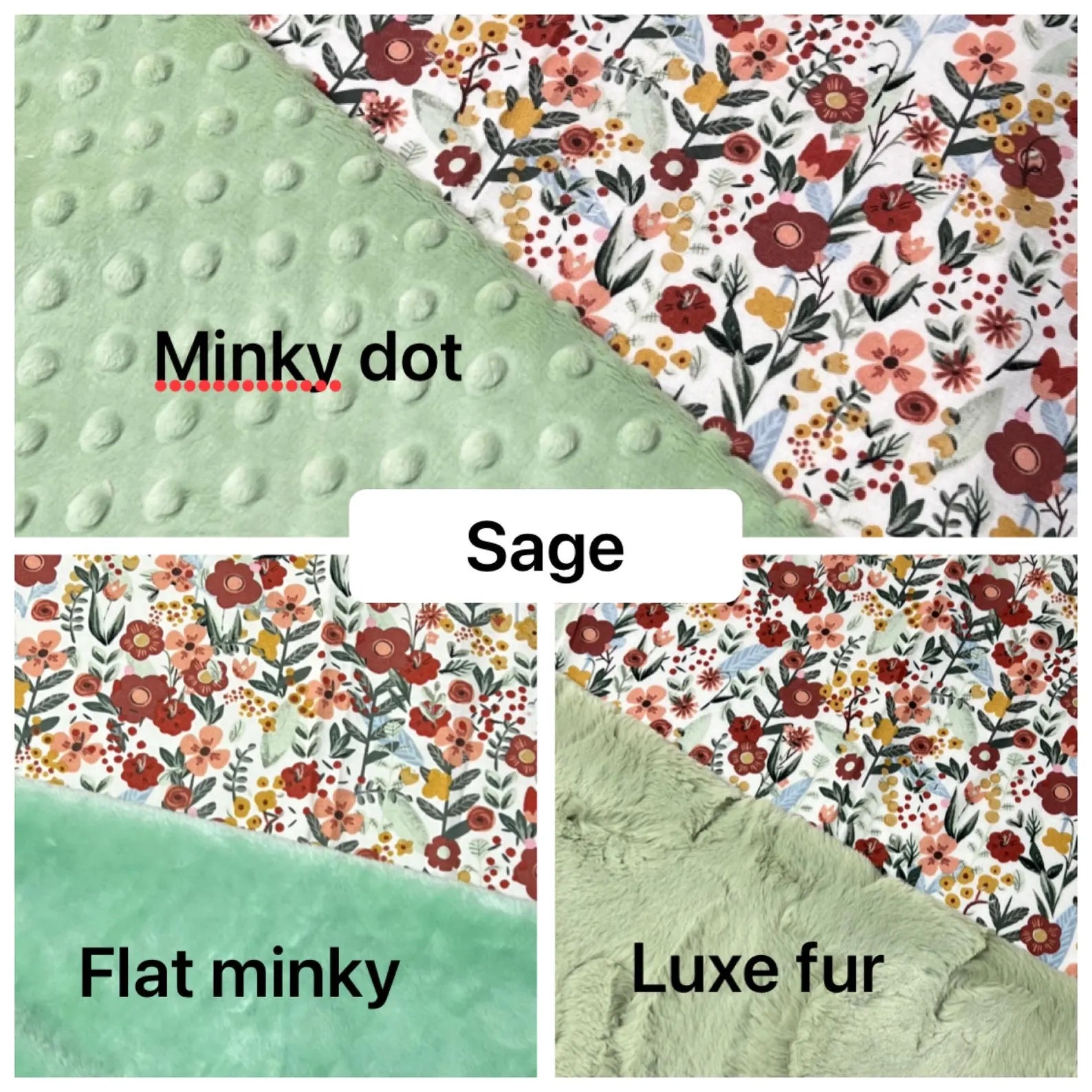 Boho Floral Baby Girl Lovey Blanket – 18" Security Blanket with Minky or Luxe Fur Backing – Personalized Baby Lovey Gift