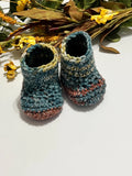 Hand Crocheted Baby Booties (0–3 Months) – Soft Stay-On Newborn Booties in Sage, Olive, Pink, Purple & More – Gift Ready Set