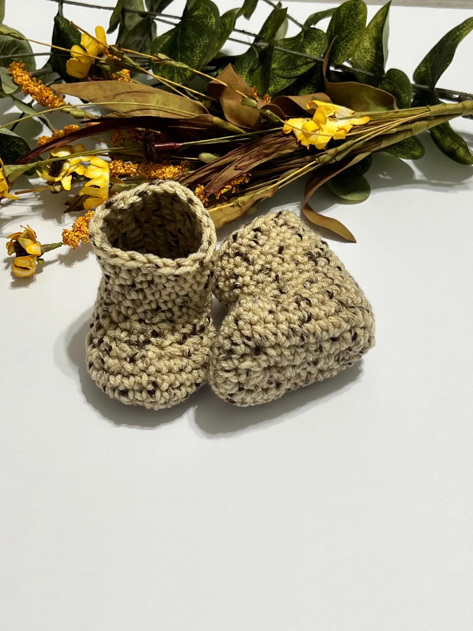 Hand Crocheted Baby Booties (0–3 Months) are Soft Stay-On for Newborn gift in Sage, Olive, Pink, Purple & More – Gift Ready Set