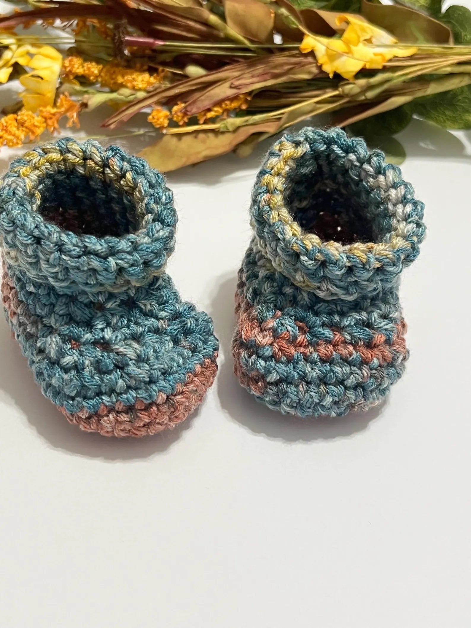 Hand Crocheted Baby Booties (0–3 Months) are Soft Stay-On for Newborn gift in Sage, Olive, Pink, Purple & More – Gift Ready Set