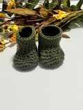 Hand Crocheted Baby Booties (0–3 Months) – Soft Stay-On Newborn Booties in Sage, Olive, Pink, Purple & More – Gift Ready Set
