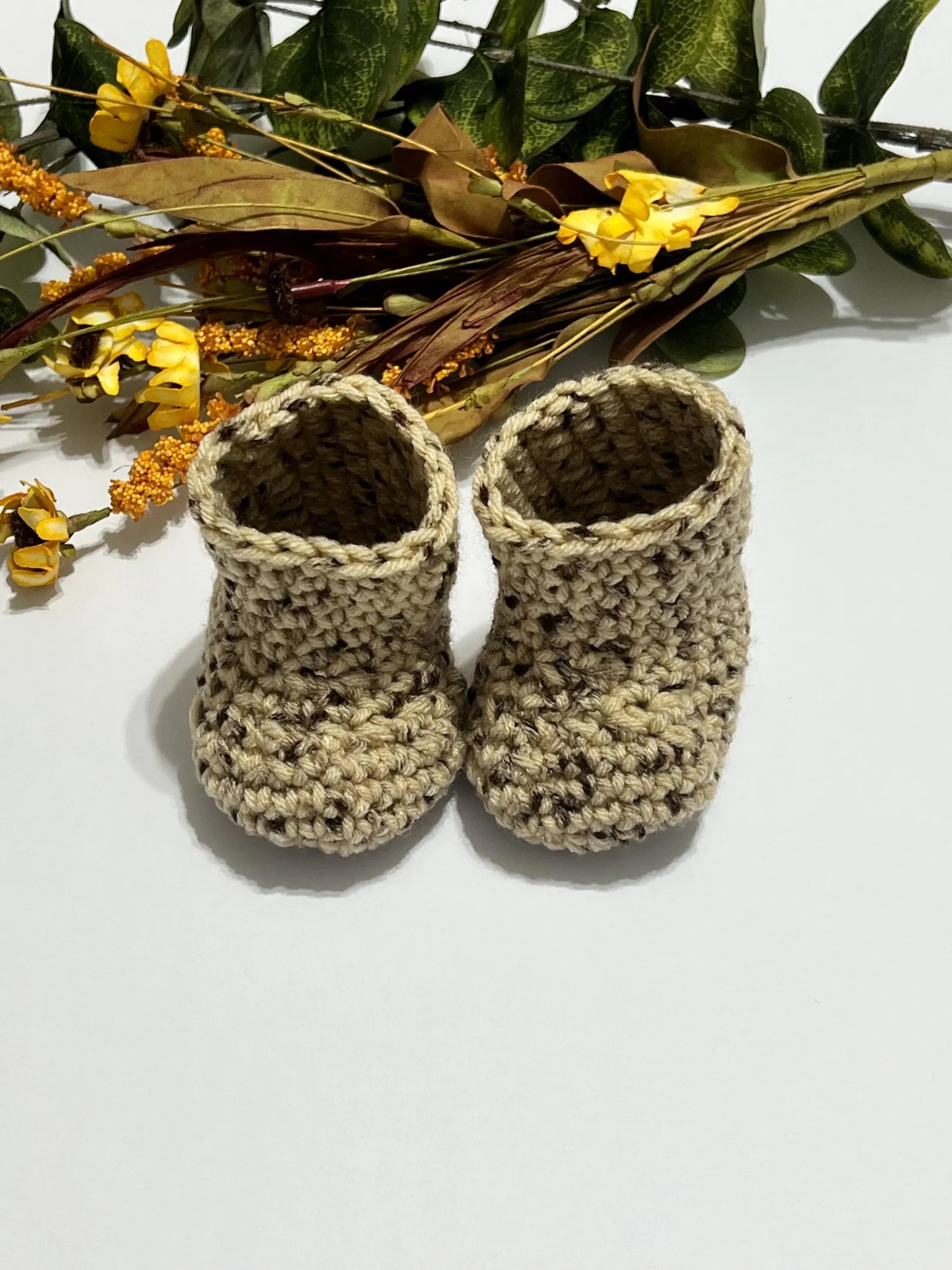 Hand Crocheted Baby Booties (0–3 Months) are Soft Stay-On for Newborn gift in Sage, Olive, Pink, Purple & More – Gift Ready Set
