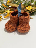 Hand Crocheted Baby Booties (0–3 Months) – Soft Stay-On Newborn Booties in Sage, Olive, Pink, Purple & More – Gift Ready Set