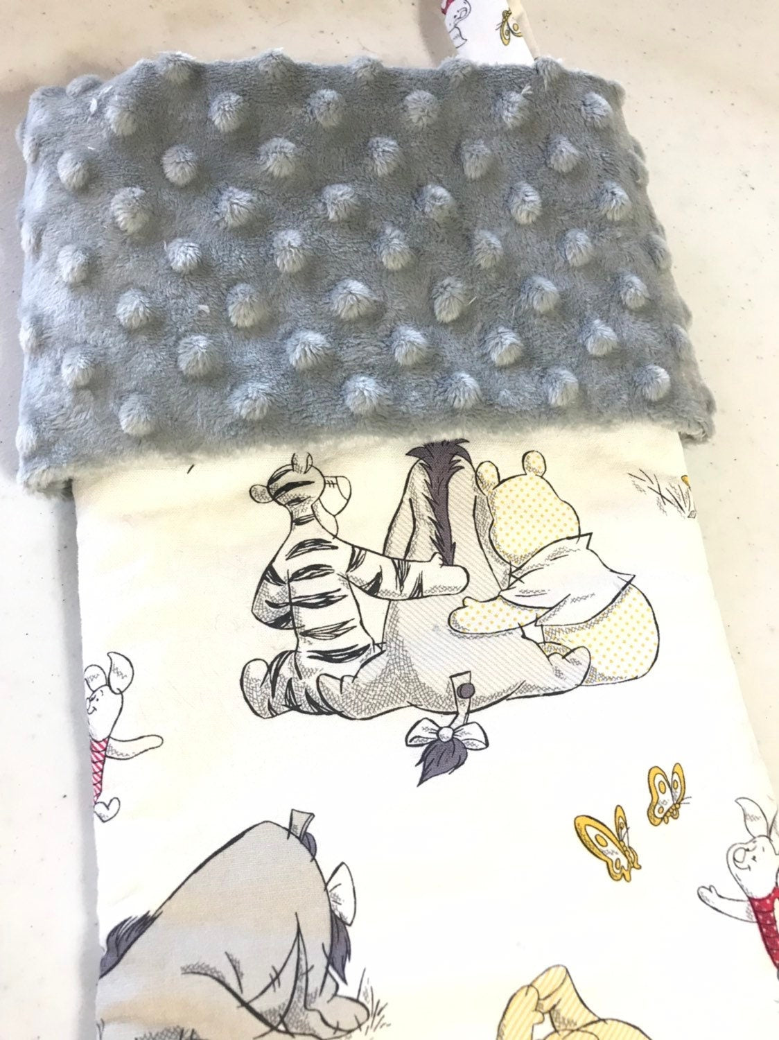 Christmas stocking for baby to adult, personalized made from Winnie the Pooh neutrals fabric, fully lined, boy girl, First Christmas