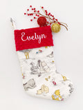 Christmas stocking for baby child adult, personalized made from Winnie the Pooh fabric, fully lined, boy or girl, First Christmas