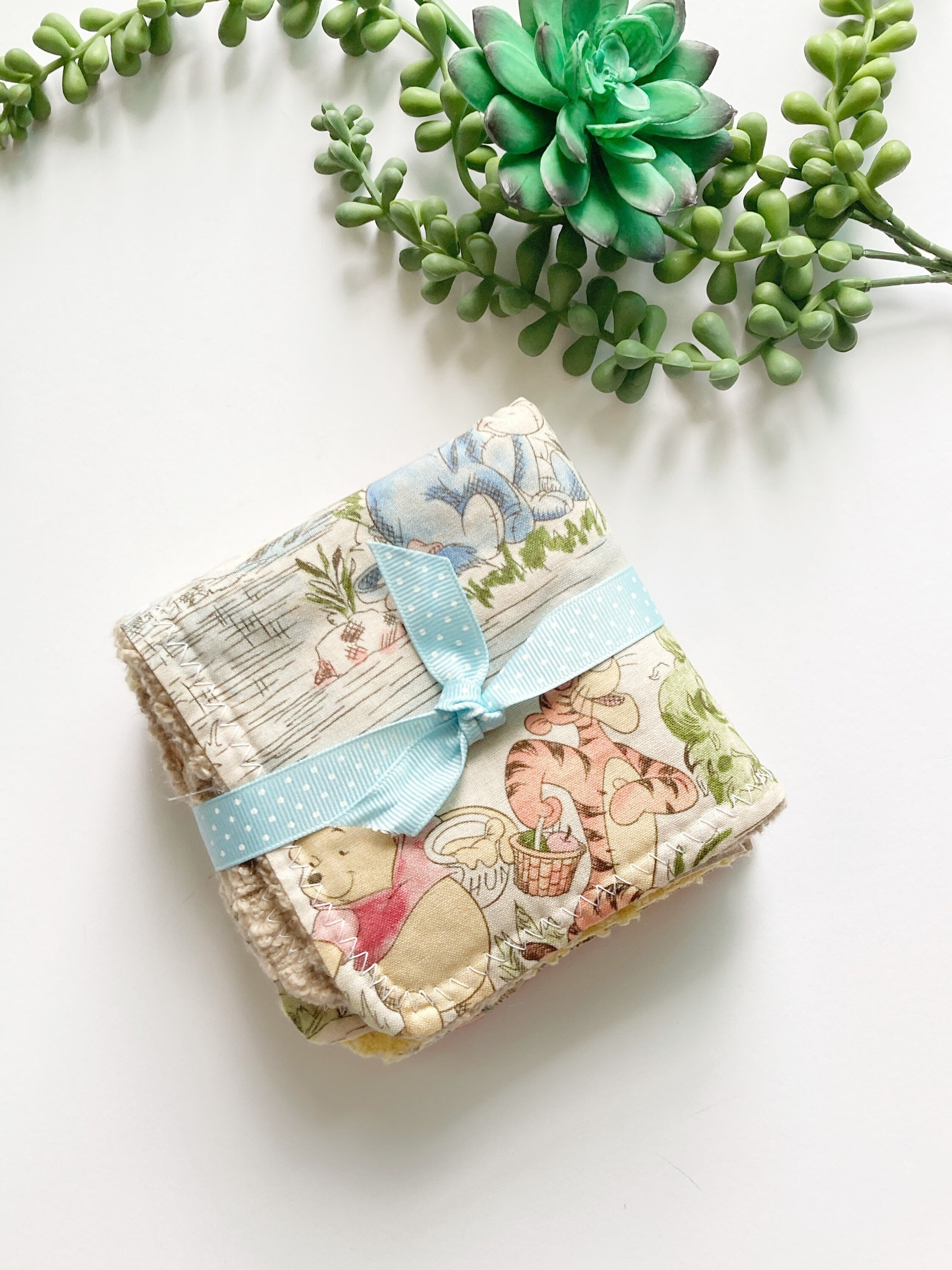 Baby toddler wash cloths | made from Winnie the Pooh fabric| gender neutral | Cotton and terry cloth | baby shower gift | set of 3 monogram