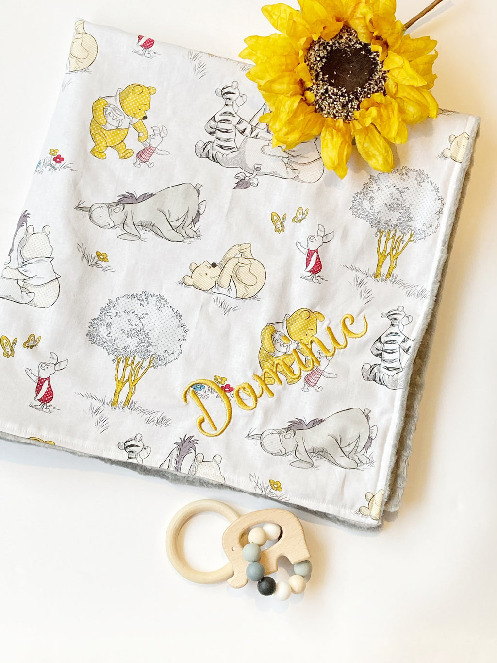 Baby Blanket made from Winnie the Pooh fabric ~ boy girl blanket ~ Cotton and minky~ baby gift ~Tigger Piglet Eeyore 28" ~ personalize