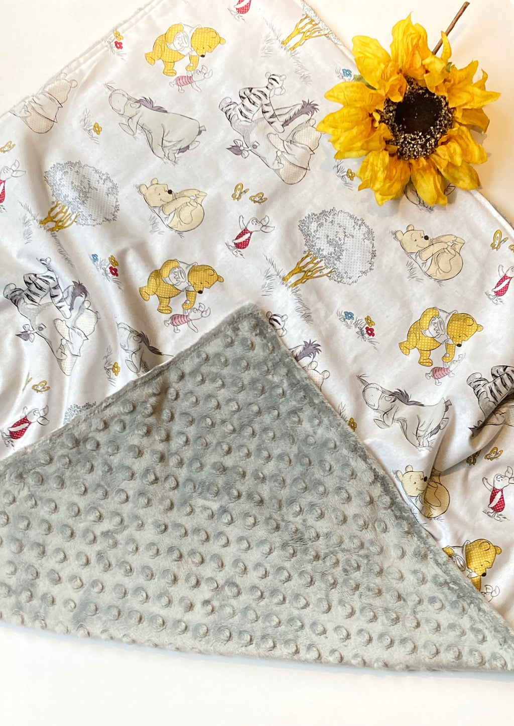 Baby Blanket made from Winnie the Pooh fabric ~ boy girl blanket ~ Cotton and minky~ baby gift ~Tigger Piglet Eeyore 28" ~ personalize