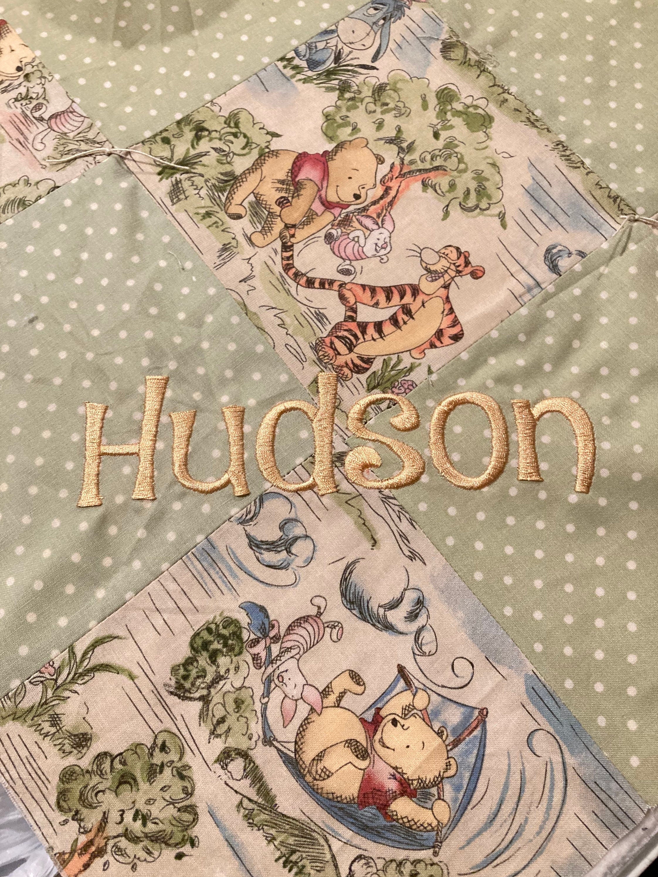 Baby crib Blanket made from Winnie the Pooh Cotton for girl or boy or adult nursery bedding with satin binding, baby shower gift personalize