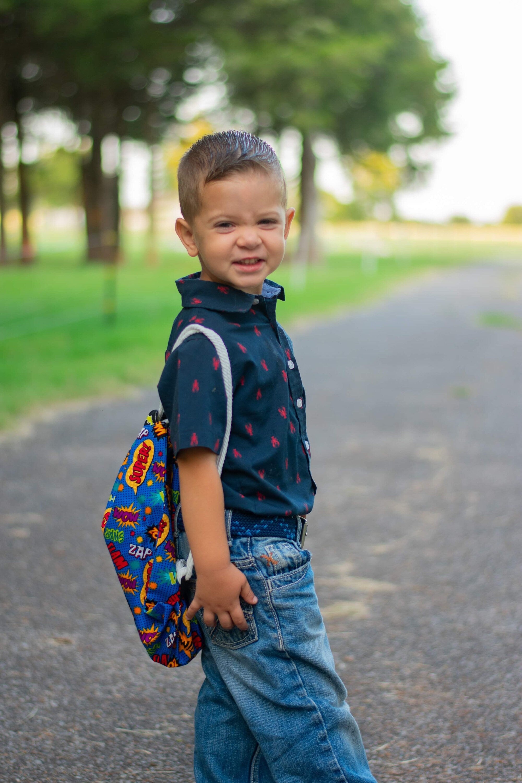 Dinosaur school book bag drawstring lined kid’s backpack gym bag, sport bag, child, reusable trick or treat bag