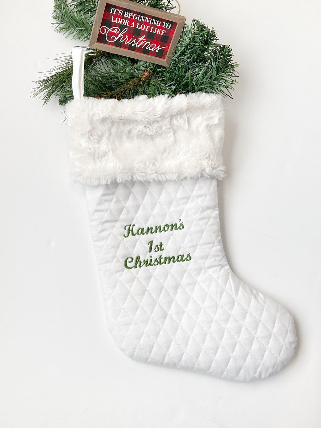 Baby’s First Christmas stocking | personalize | lined | boy or girl newborn gift | quilted and Minky | 18” heirloom | quality handmade