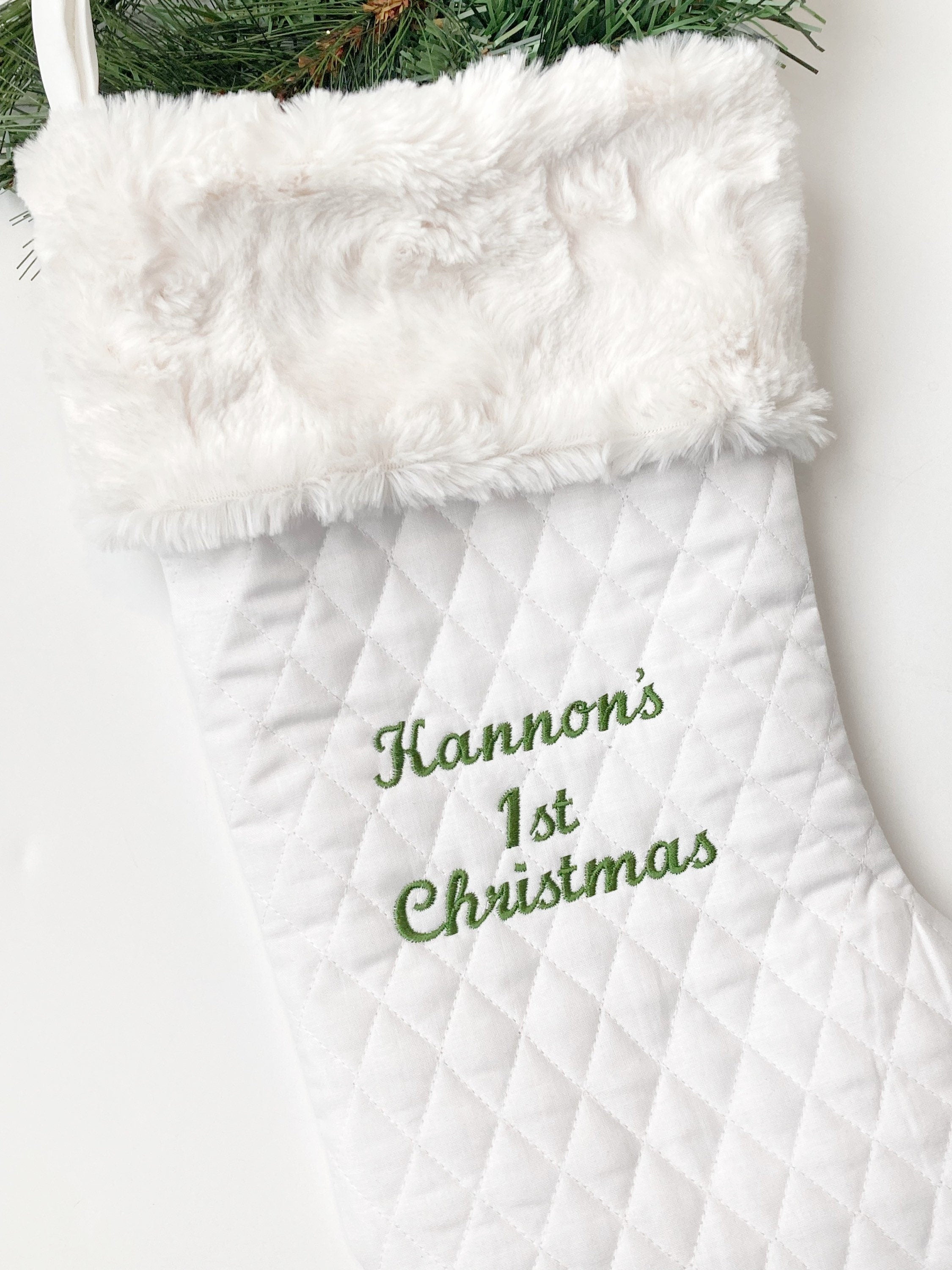 Baby’s First Christmas stocking | personalize | lined | boy or girl newborn gift | quilted and Minky | 18” heirloom | quality handmade
