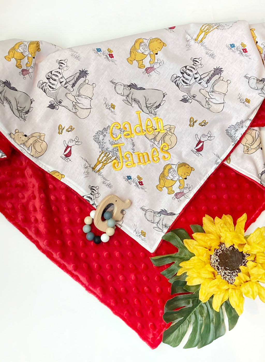 Baby Blanket made from Winnie the Pooh fabric ~ boy girl blanket ~ Cotton and minky~ baby gift ~Tigger Piglet Eeyore 28" ~ personalize