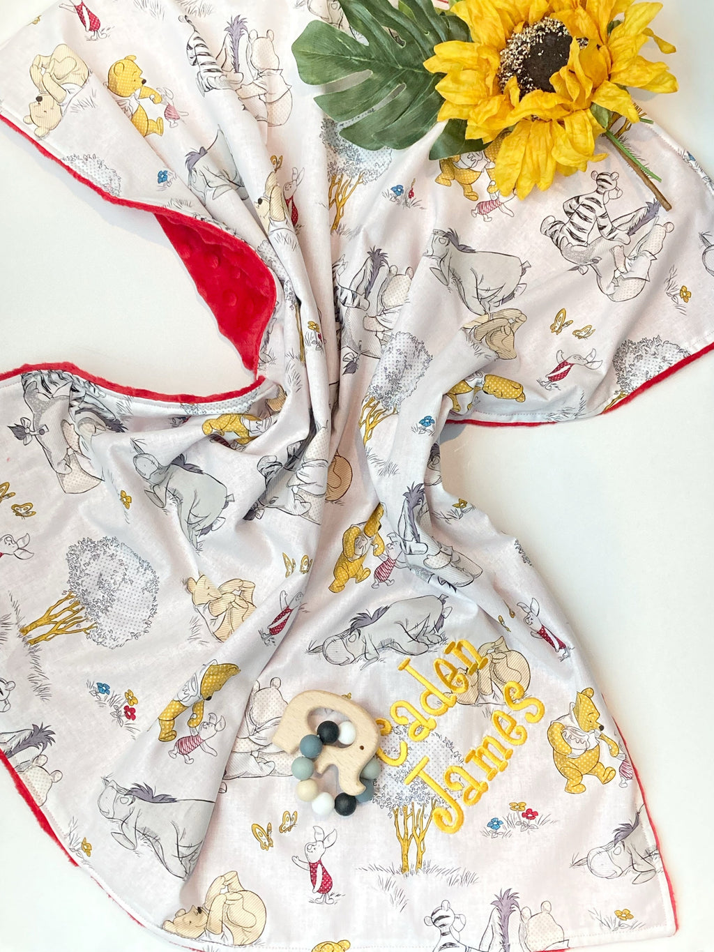 Baby Blanket made from Winnie the Pooh fabric ~ boy girl blanket ~ Cotton and minky~ baby gift ~Tigger Piglet Eeyore 28" ~ personalize