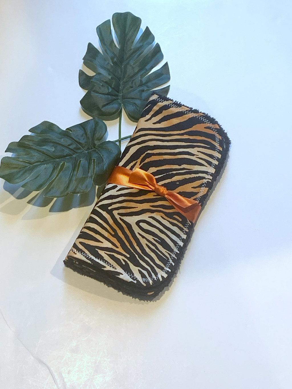 Personalize make up removal wash cloths in leopard cotton print with terry cloth back, mom gift set of 3, special gift with monogram option