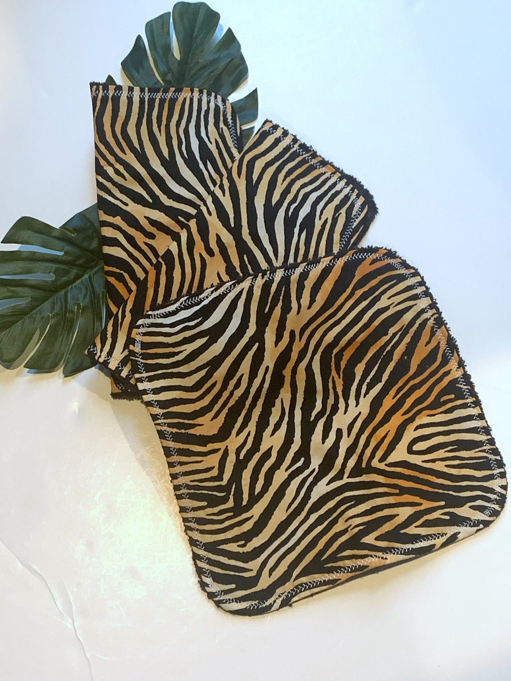Personalize make up removal wash cloths in leopard cotton print with terry cloth back, mom gift set of 3, special gift with monogram option