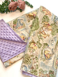 Personalized Baby crib Blanket made from Winnie the Pooh fabric for boy or girl, Cotton and lavender minky baby shower gift, choose size