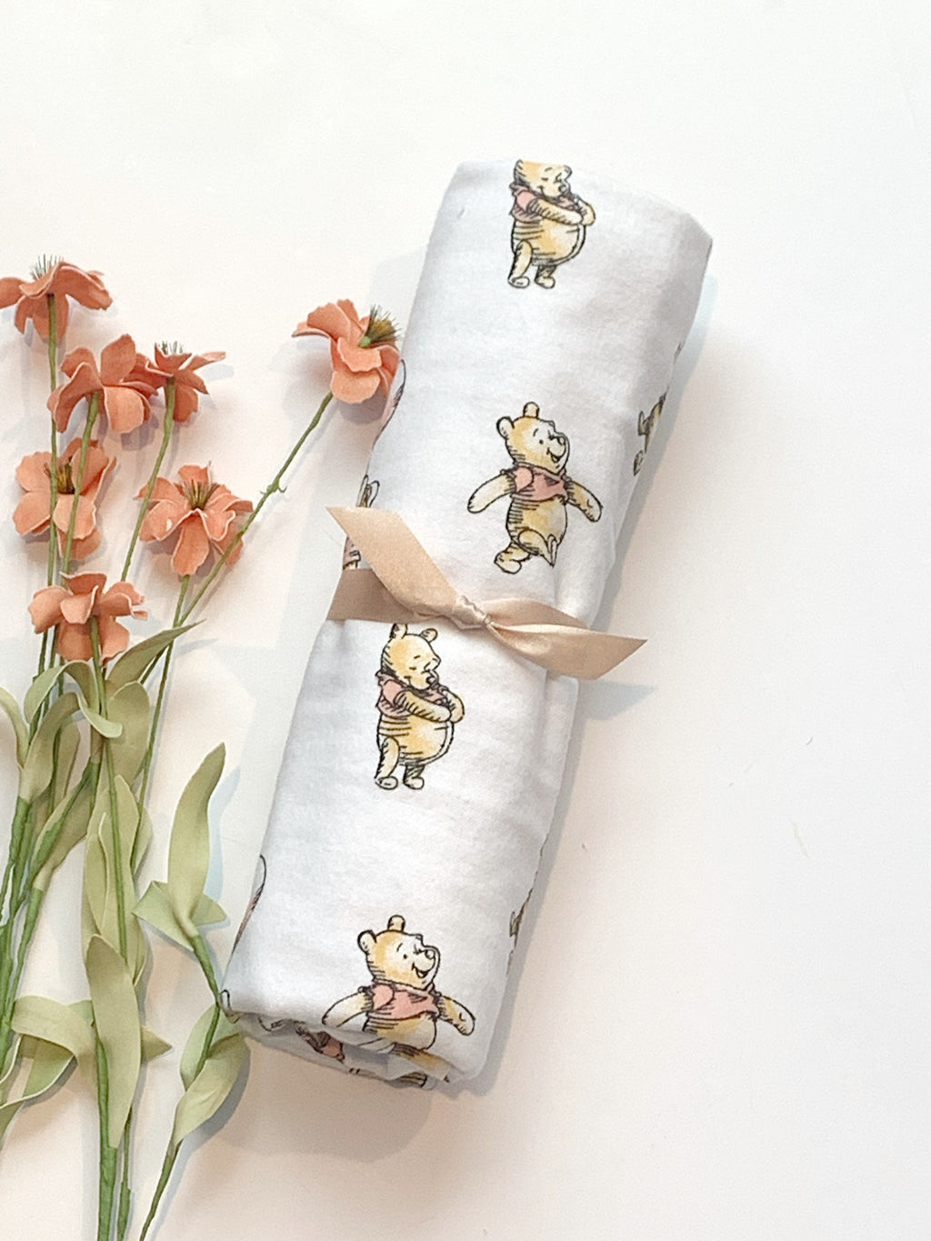 Baby swaddle receiving Blanket from Winnie the Pooh flannel for boy or girl in extra large 41” size, nursery bedding, baby gift choose print