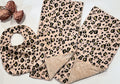 Pink leopard gold baby to toddler Bib & burp cloth set made in leopard cotton print with minky back, personalized baby shower gift