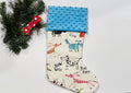 Primitive kid’s dog drawing pet Christmas stocking personalized for dog or puppy, fully lined, minky and duck cloth, 17”
