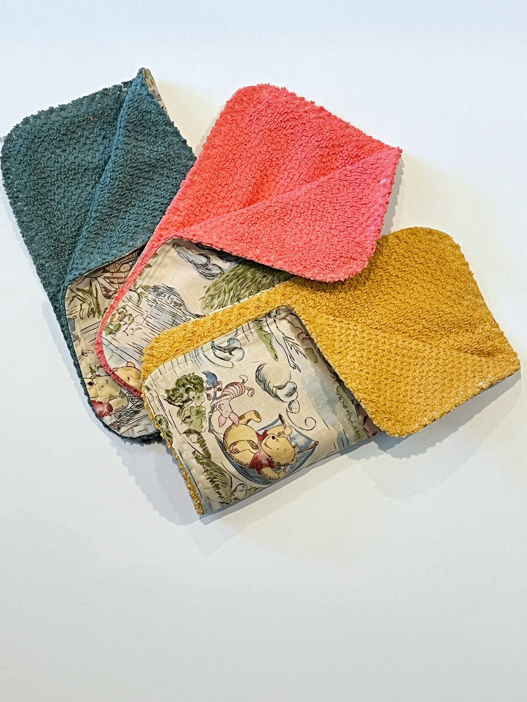 Baby toddler wash cloths | made from Winnie the Pooh fabric| gender neutral | Cotton and terry cloth | baby shower gift | set of 3 monogram