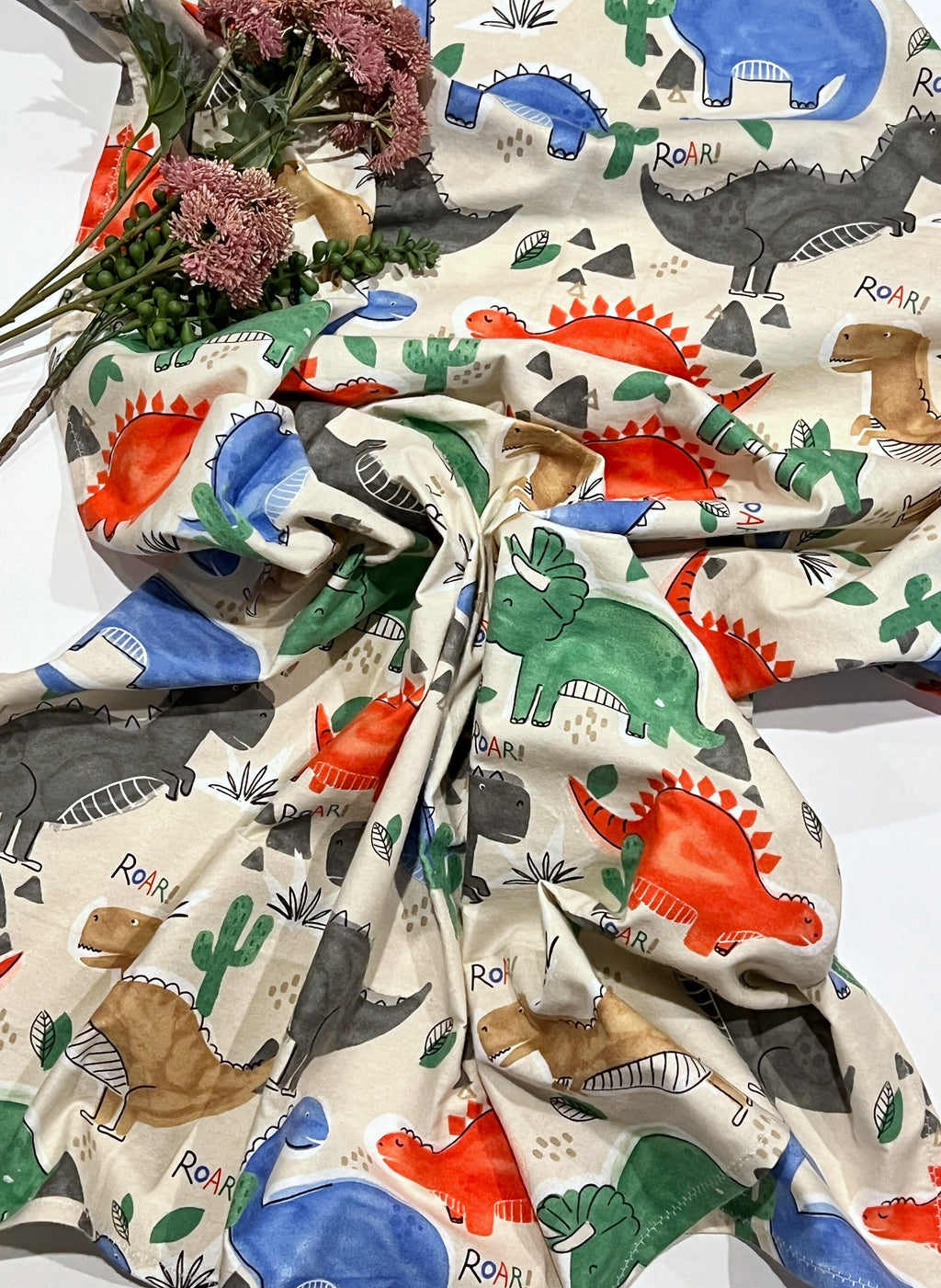 Dinosaur Baby Swaddle Blanket: Watercolor Dino Flannel, 40" Extra Large