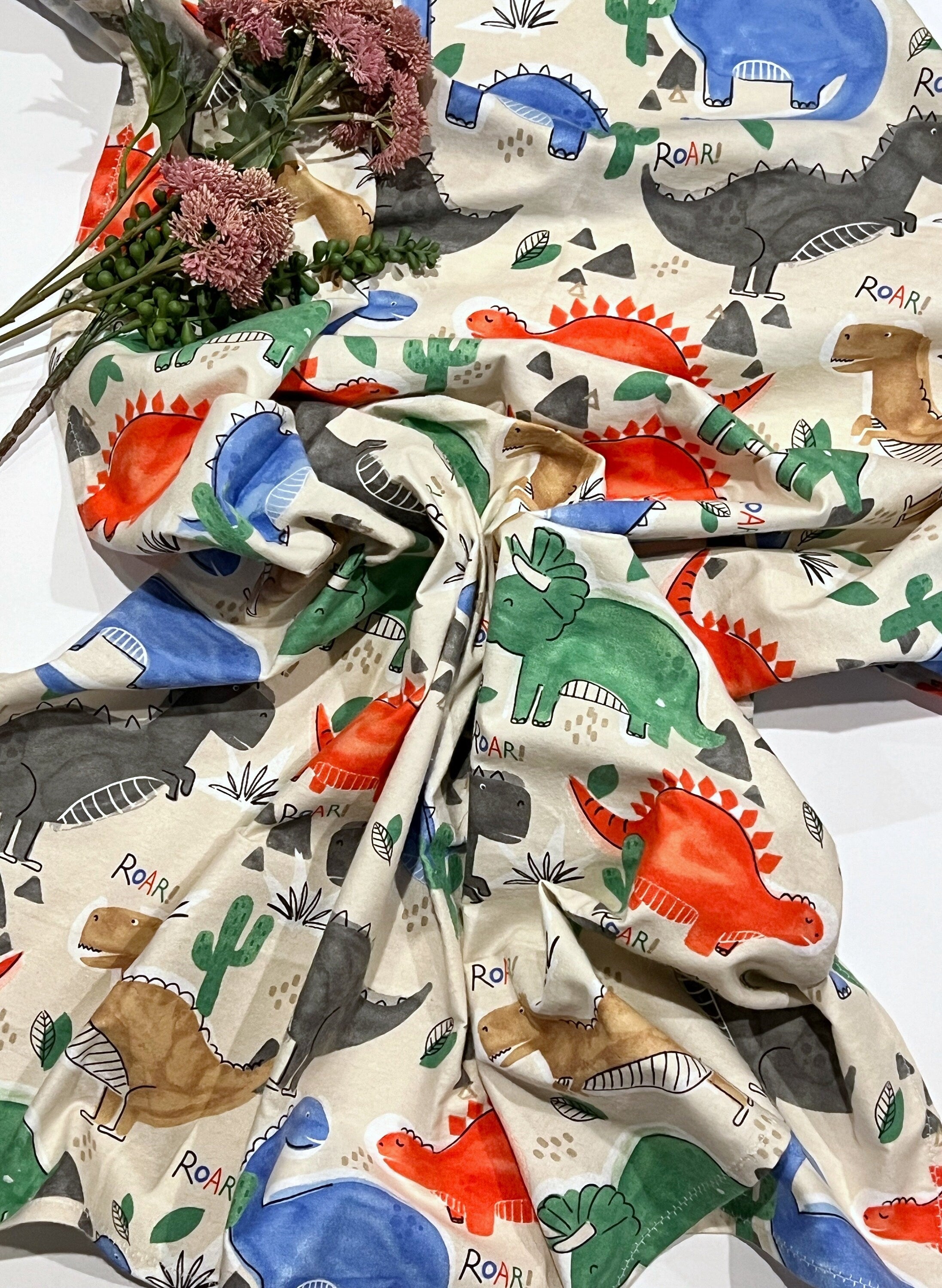 Dinosaur Baby Swaddle Blanket: Watercolor Dino Flannel, 40" Extra Large