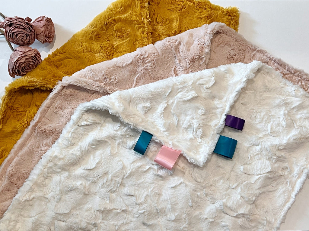 Luxe Fur Cuddle Lovey: Sensory Security Blanket, Personalized Tag Option