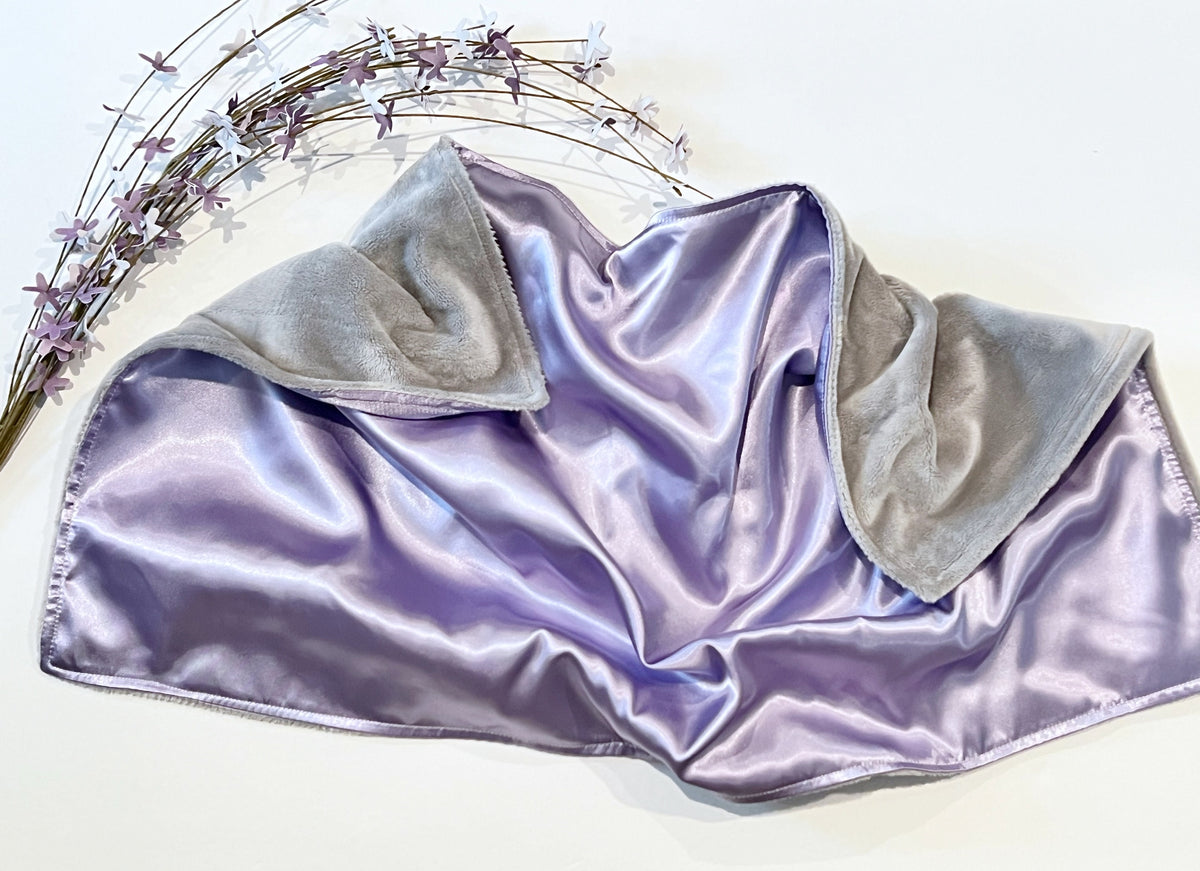 Satin and minky 22”x 34” sensory lovey blanket WITHOUT tags for comfort, calming or lap lovey for all ages