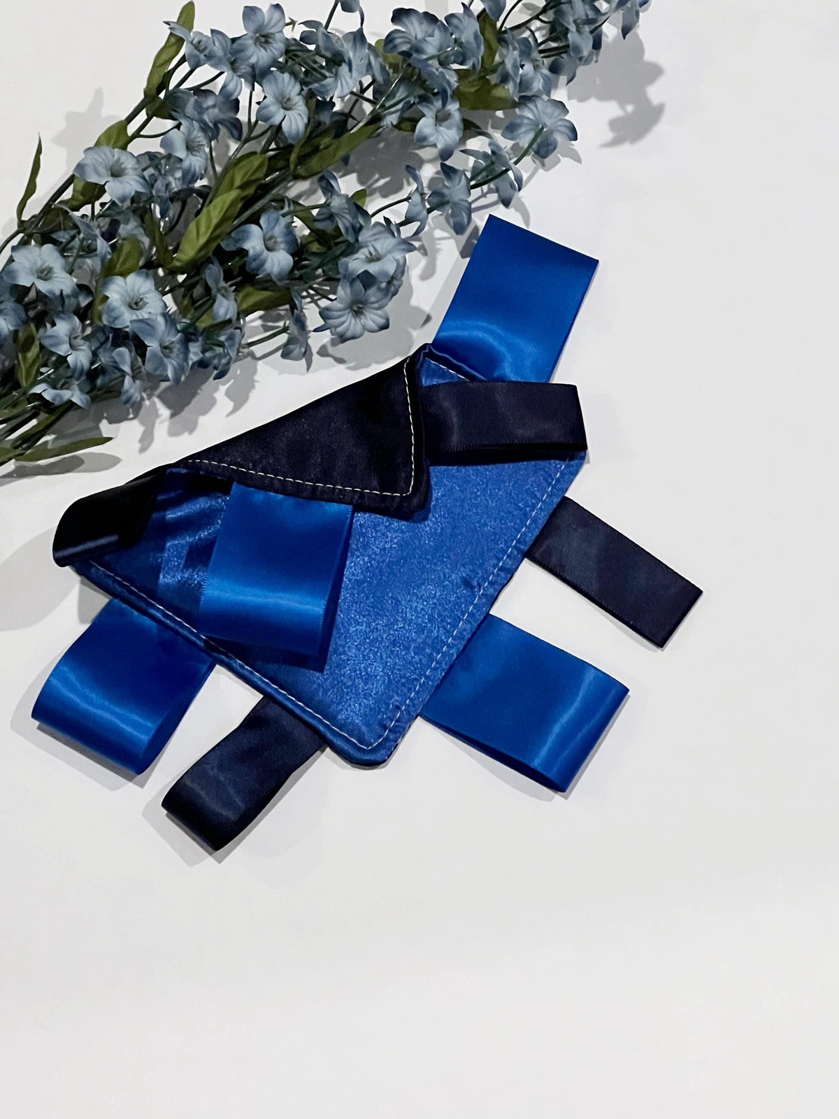 Pocket or purse 5”Double sided satin sensory lovey with satin tags and batting layer for calming comfort or security, child, adult, elderly