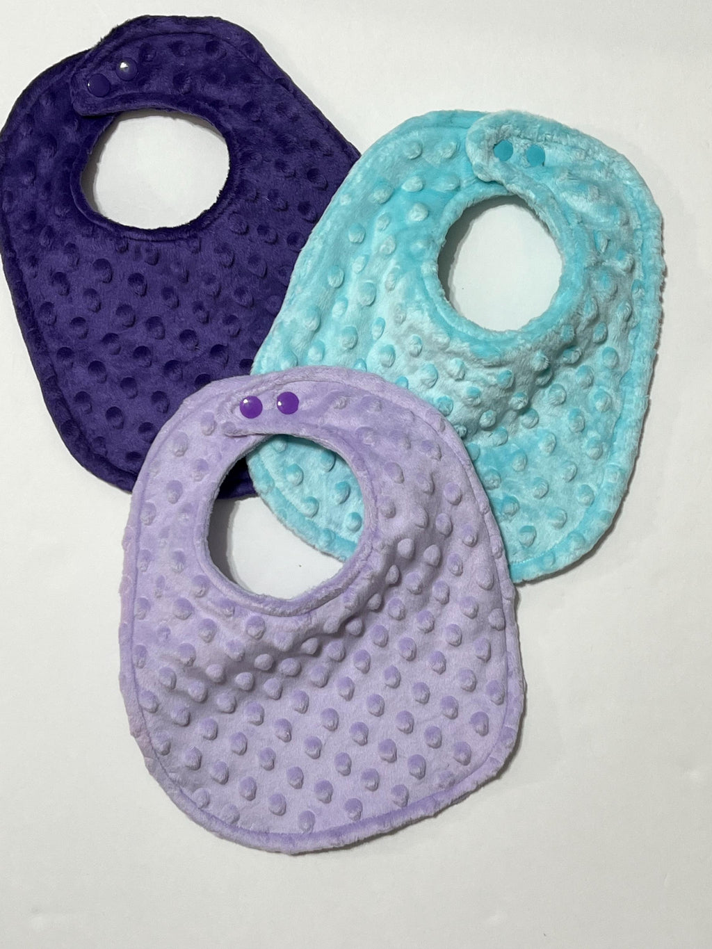 Double sided minky baby bib in solid boy or girl colors with personalized option, soft,  padded and absorbent, baby shower gift