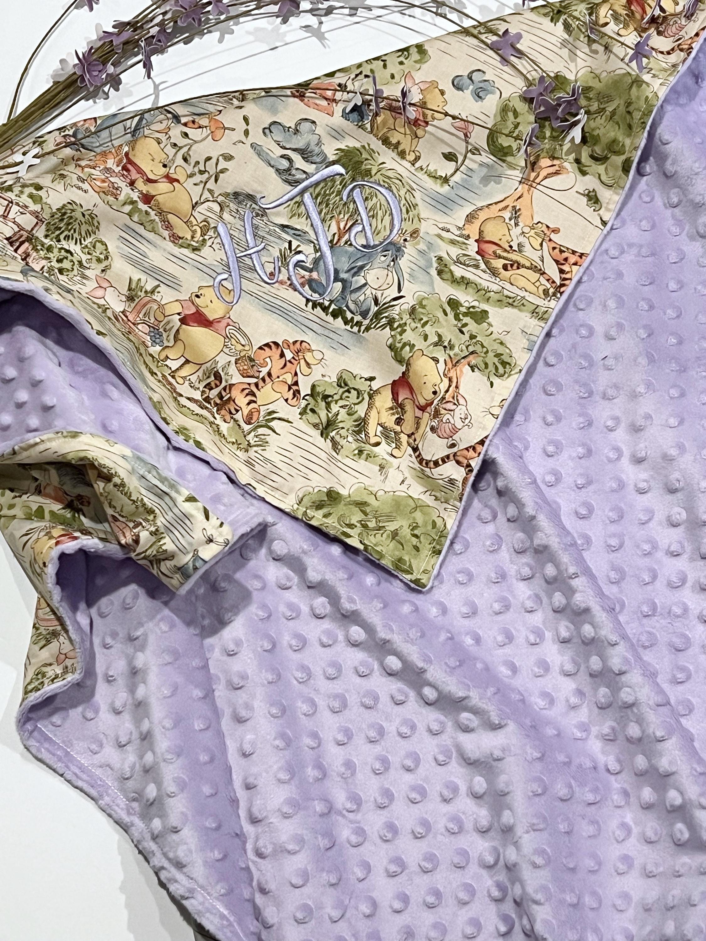 Personalized Baby nursery Blanket made from Winnie the Pooh fabric for boy or girl, Cotton and minky baby gift, Winnie the Pooh baby blanket