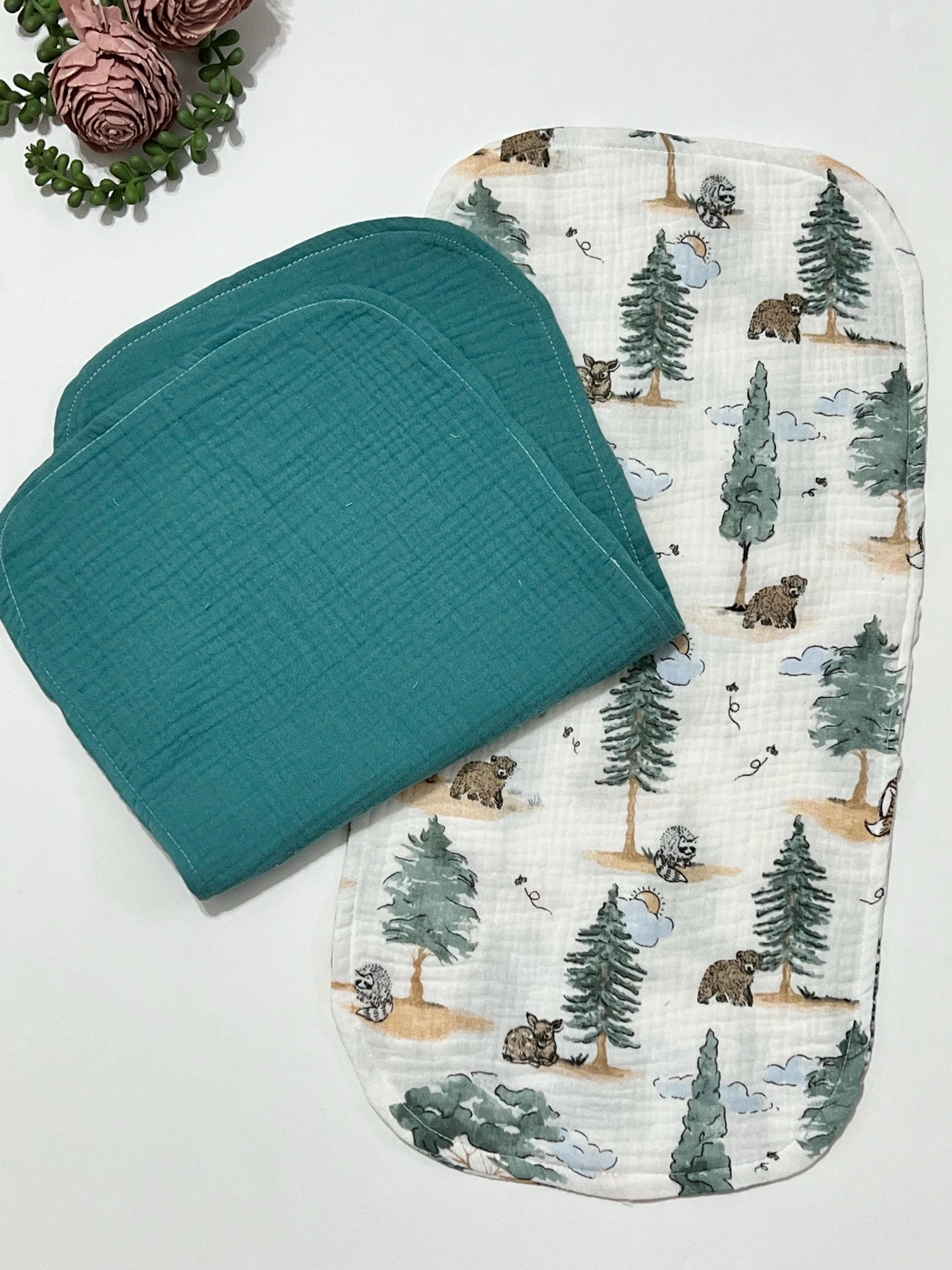 Muslin Cotton Baby Burp Cloths made from Soft Gauze Set of 2x in generous size 20" x 10", mom gift, baby shower