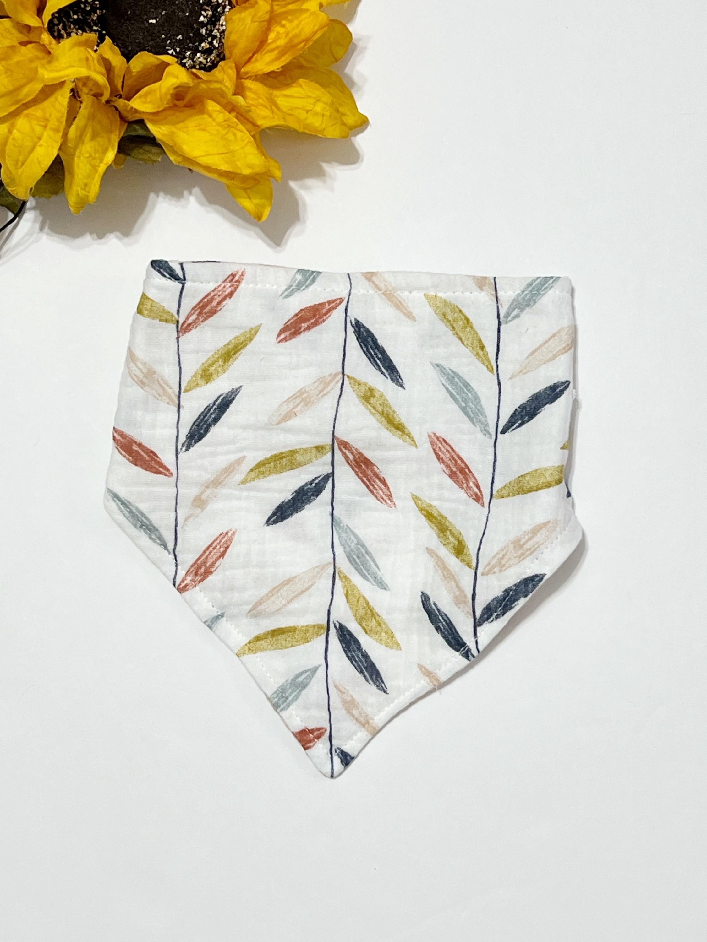 Baby bandana bibs set of 2 made from muslin cotton gauze, soft and absorbent baby gift with double snap adjustable size, choose colors