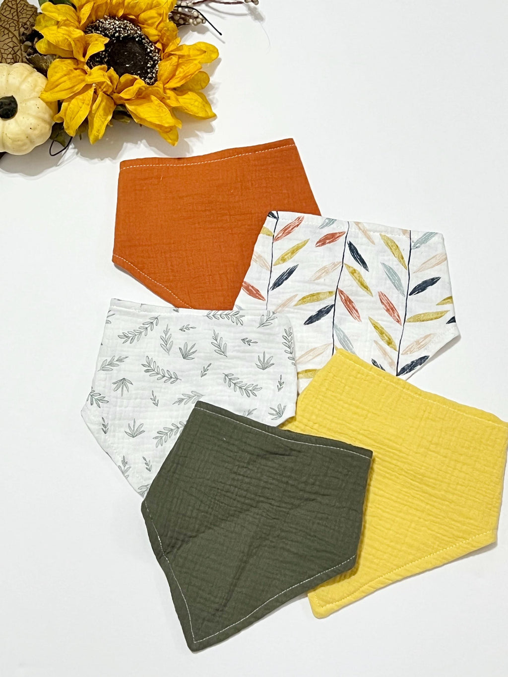 Baby bandana bibs set of 2 made from muslin cotton gauze, soft and absorbent baby gift with double snap adjustable size, choose colors