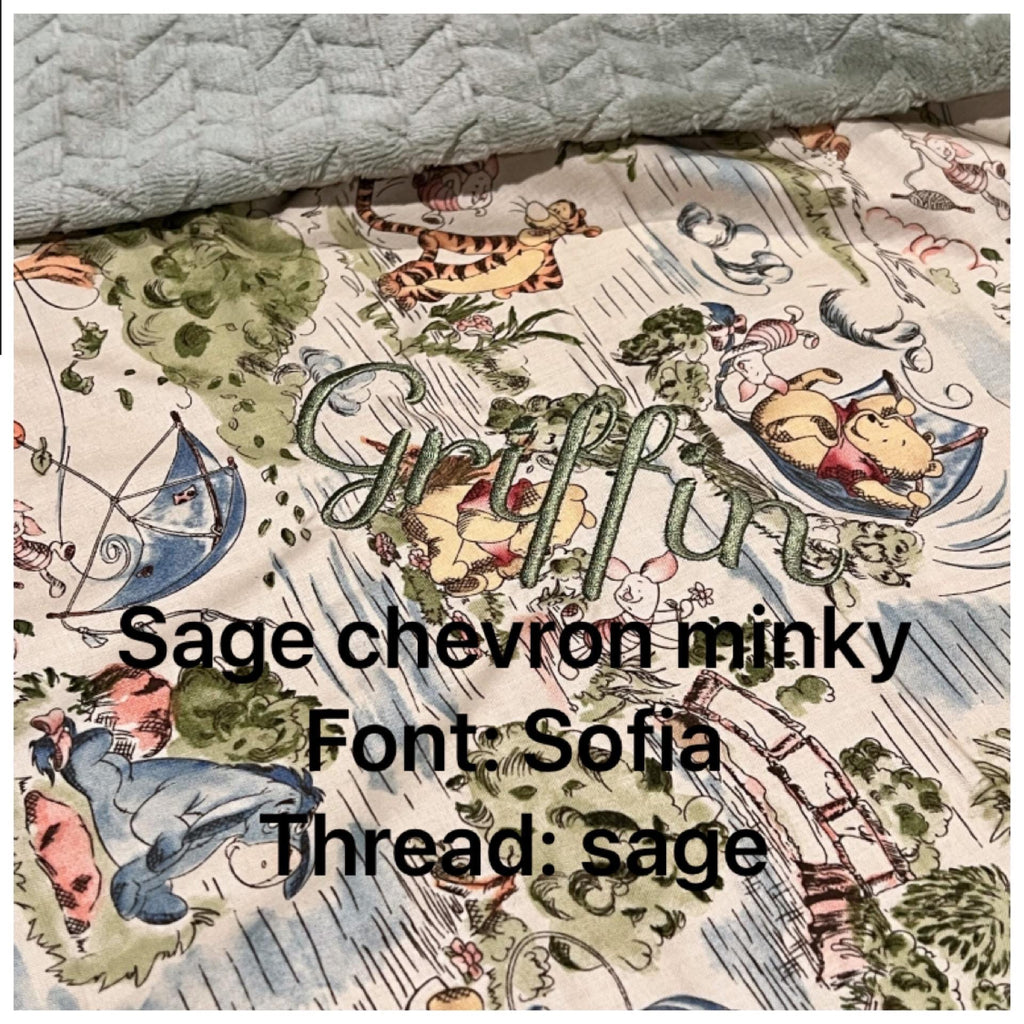 Personalized Baby nursery Blanket made from Winnie the Pooh fabric for boy or girl, Cotton and minky baby gift, Winnie the Pooh baby blanket