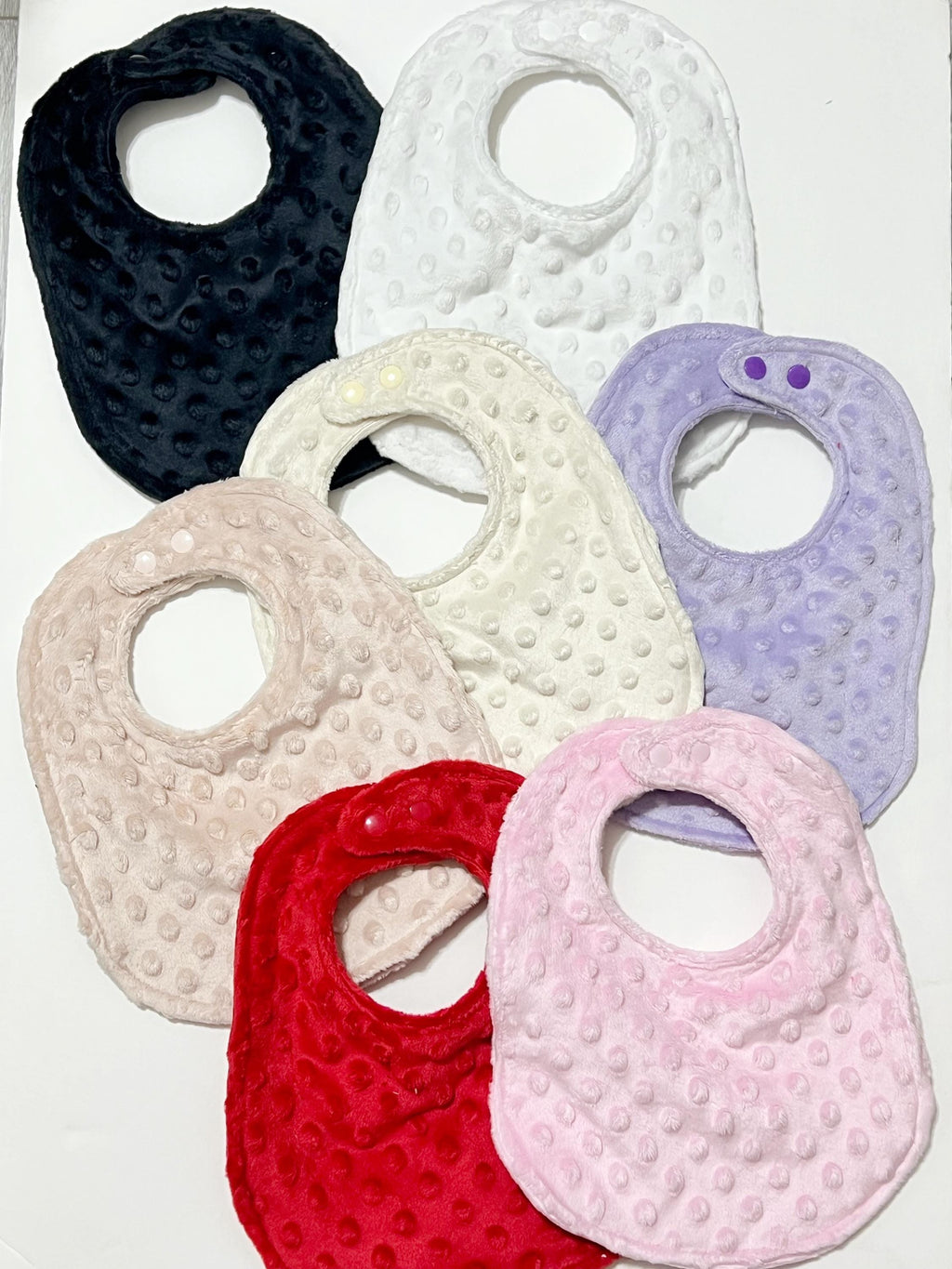 Double sided minky baby bib in solid boy or girl colors with personalized option, soft,  padded and absorbent, baby shower gift