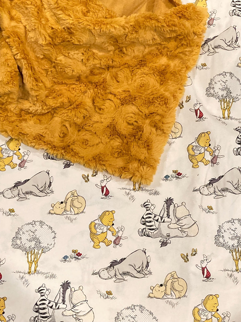 Baby Blanket made from Winnie the Pooh fabric ~ boy girl blanket ~ Cotton and minky~ baby gift ~Tigger Piglet Eeyore 28" ~ personalize