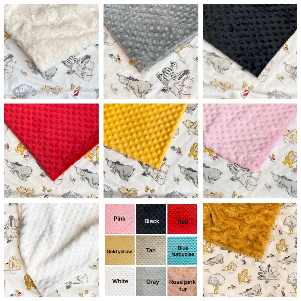 Baby Blanket made from Winnie the Pooh fabric ~ boy girl blanket ~ Cotton and minky~ baby gift ~Tigger Piglet Eeyore 28" ~ personalize
