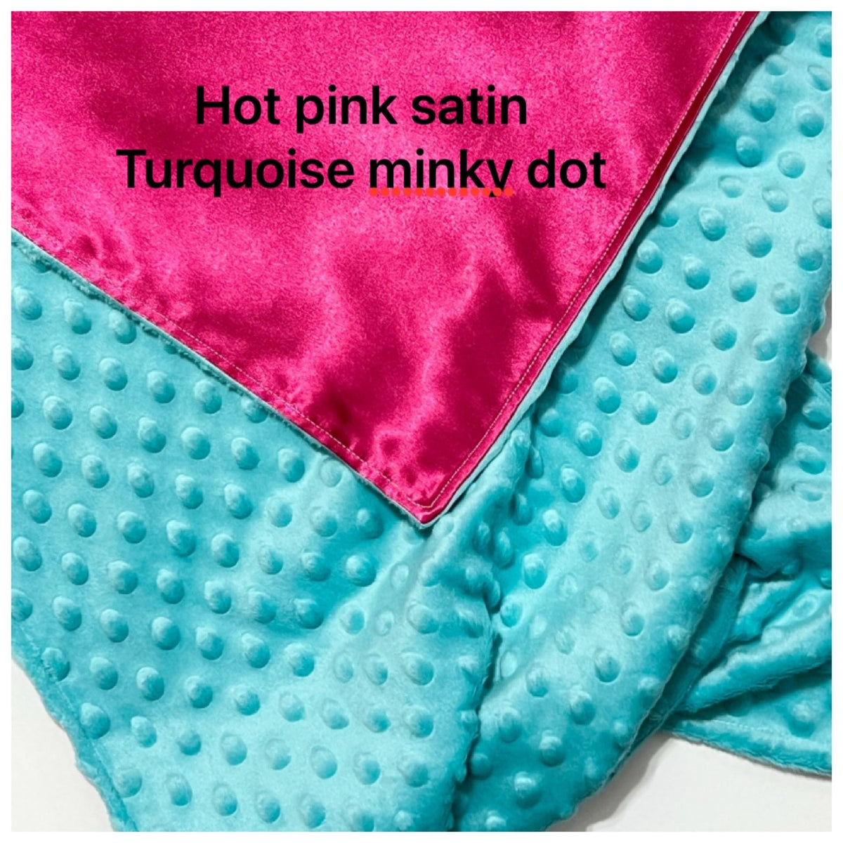 Personalize Satin and minky 40” x 60” large sensory Blanket WITHOUT ribbon tags for girl or boy, baby or toddler, choose colors